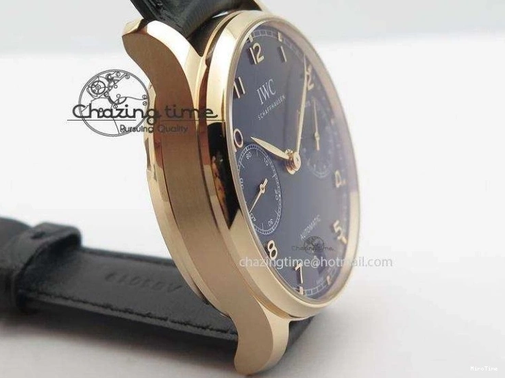 MIROTIME 0715 Portuguese Real PR RG IW5007 ZF 1:1 Best Edition Black Dial On Black Leather Strap A52010 V FreshLook 7304
